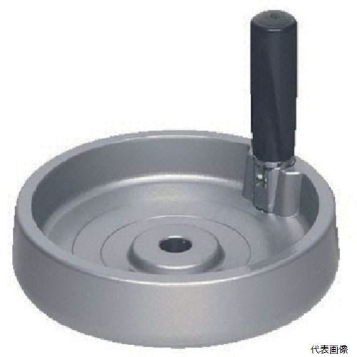 【特長】 ●アルミニウム製で鋼製品の約1/3の質量です。 ●握りは折り曲げ回転握り(SFR)を使用しています。 【仕様】 ●ハンドル径(mm)：123 ●握り高さ(mm)：61 ●ボス径(mm)：34 ●ボス深さ(mm)：22 ●ボス穴径(mm)：12 【材質／仕上】 ●ハンドル車：アルミ合金(ADC12)焼付塗装シルバーグレー ●握り：ポリアミドブラック 【注意】 ●ボス加工を施す際に塗装が剥がれる恐れがありますので弊社での追加工をお勧めします。 【入数】 ●1個 他のサイズはこちら 在庫のない商品は検索に表示されない場合がございます　