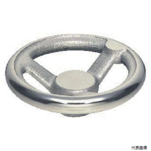 【特長】 ●定番の朝顔型ハンドル車です。握り用メネジはありません。 【仕様】 ●ハンドル径(mm)：200 ●ボス径(mm)：40 ●ボス深さ(mm)：40 ●スポーク数：3 ●ハンドル高さ(mm)：56 【材質／仕上】 ●鋳鉄（FC材）クロムメッキ 【注意】 ●握り取付け用タップ穴がありません。 【入数】 ●1個 他のサイズはこちら 在庫のない商品は検索に表示されない場合がございます　