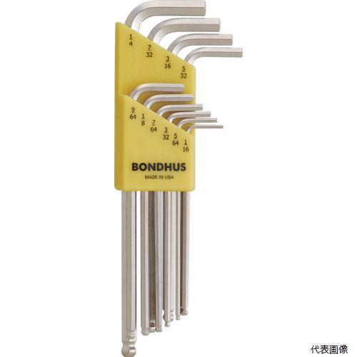 ボンダス・ジャパン BLX10B BONDHUS ボールポイント L-レンチ ロング メッキ インチ セット10本組(1／16-1／4)