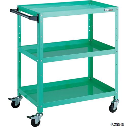 (代引き不可) トラスコ TRUSCO ツールワゴン ラビットワゴン 700X450 ハンドル付 ゴム車輪 ヤンググリ..