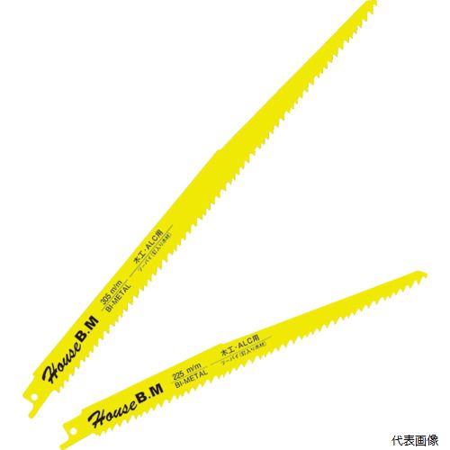 【特長】 ●刃厚1.3mmタイプでハードな現場向きです。 ●5山と7.5山のコンビネーション刃を採用。チップポケットが深く切粉の排出が多いので切断スピードが速くなります。 ●木材、釘入り木材、塩ビ材ALCに最適です。 【用途】 ●木材、釘入り木材、塩ビ材、ALC。 【仕様】 ●山数：5/7.5 ●全長(mm)：225 ●有効刃長(mm)：200 ●厚さ(mm)：1.3 ●切断能力(mm)アルミ：200 ●切断能力(mm)釘入り木材：200 ●切断能力(mm)塩ビパイプ：200 ●切断能力(mm)プラスチック：200 ●切断能力(mm)プラスチック・グラスファイバー：200 ●切断能力(mm)ALC：200 ●マキタ・ハイコーキ（旧日立）・リョービ・BOSCH兼用型・各種セーバーソー、レシプロソー 【材質／仕上】 ●刃部：コバルトハイス ●背部：バイメタル 【注意】 ●ご使用前に使用される電動工具本機の取扱説明書を必ずお読みください。 ●常にヘルメット、保護メガネ、防じんマスクなどの保護具を着用してください。 ●鋸刃取付の際はスイッチを切り、機械から電源を外してください。 ●鋸刃の切味が悪くなれば刃が折れる原因となりますので速やかに新しい鋸刃と交換してください。 ●ソーブレードを取り付けての本体空回しは危険です。 【入数】 ●1Pk/5枚 他のサイズはこちら 在庫のない商品は検索に表示されない場合がございます　