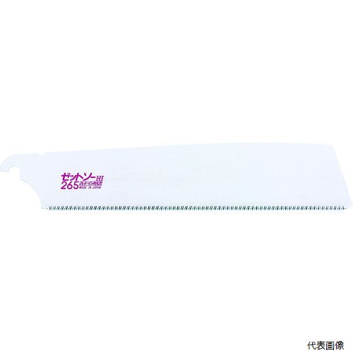 【特長】 ●大工仕事で最も使われているゼットソーの看板商品です。 ●切断スピードと切断面の滑らかさを両立し、発売から30年以上のロングセラー商品です。 【用途】 ●横挽き用。 【仕様】 ●刃長(mm)：265 ●刃ピッチ(mm)：1.75 ●タイプ：替刃フックタイプ ●板厚：0.60mm ●切り幅：0.92mm ●横挽き ●替刃6枚 【材質／仕上】 ●刃：炭素工具鋼5種（SK5） 【入数】 ●1Pk/6枚 他のサイズはこちら 在庫のない商品は検索に表示されない場合がございます　