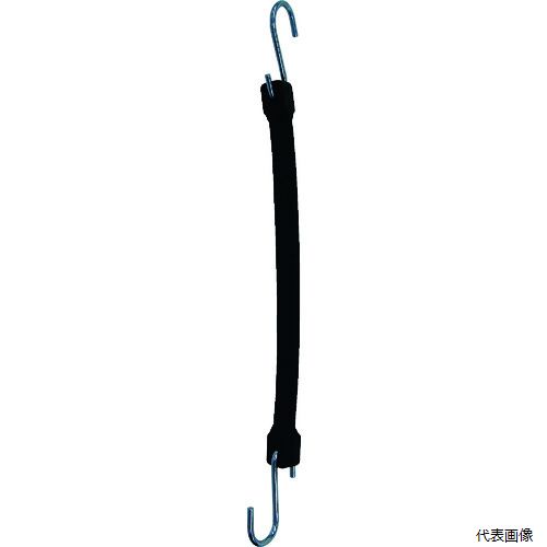 【特長】 ●両サイドにフックが付いてます。 ●フックが大きいため対象物に引っかけ易いです。 【用途】 ●荷物の仮固定などに。 ●荷物の仮固定等に。 ●色：ブラック ●幅(mm)：17 ●長さ(m)：0.254 ●厚さ(mm)：6.7 ●標準幅(mm)：17 【材質／仕上】 ●本体：合成ゴム（EPDM） ●フック：鉄線ユニクロメッキ 【注意】 ●ゴムの長さの1.5倍以上伸ばすと、破断して危険です。 ●両端のフックをしっかり固定して下さい。 ●ゴムバンドを取り付ける際、フックが外れる危険性がありますので、顔などを近づけないで下さい。 ●ゴムバンド表面にキズや亀裂が発生した場合は、使用を中止して下さい。 【入数】 ●1本 他のサイズはこちら 在庫のない商品は検索に表示されない場合がございます　