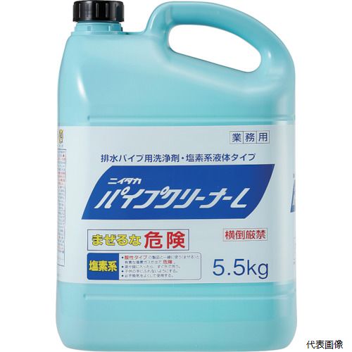 【特長】 ●ジェル状液体が垂直面の汚れに強力に付着します。 ●塩素の効果により、詰まり解消と除菌・除臭もできます。 【用途】 ●排水パイプの詰まりに。 ●排水パイプの洗浄・除菌。 ●容量(L)：5.5 ●色：黄褐色 ●希釈倍率：原液 ●香り：塩素臭 ●幅(mm)：195 ●奥行(mm)：130 ●高さ(mm)：292 ●容量(kg)：5.5 ●容量(g)：5500 【材質／仕上】 ●主成分：次亜塩素酸ナトリウム、水酸化ナトリウム、界面活性剤 【入数】 ●1本 他のサイズはこちら 在庫のない商品は検索に表示されない場合がございます　