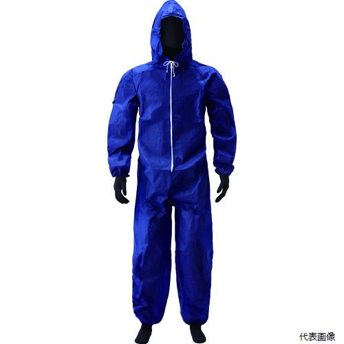 【特長】 ●軽量で通気性に優れた続服です。 ●簡単な汚れ作業に便利です。 【用途】 ●汚れの発生する作業に。 【仕様】 ●色：紺 ●サイズ：LL ●適合身長(cm)：170〜188 ●適合胸囲(cm)：92〜108 ●箱入数(着)：50 ●タイプ：つなぎ服 ●使い捨てタイプ ●袖口、裾口、背ウエストゴム入り ●フードひも入り ●左胸・右尻ポケット付 【材質／仕上】 ●ポリプロピレン（PP) 【注意】 ●油汚れ、化学物質・有害物質への防護性能および耐熱性、防炎性はありません。 【入数】 ●1着 他のサイズはこちら 在庫のない商品は検索に表示されない場合がございます　