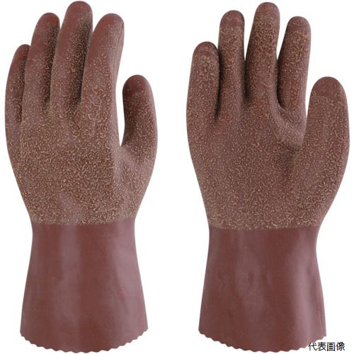 【特長】 ●天然ゴムをコーティングしているため、引き裂きに強く、しなやかで作業性の良い手袋です。 ●裏地を起毛させているため、防寒保温性に優れています。 ●指、手のひらにすべり止め加工を施しているため、グリップ性に優れています。 ●イヤなにおいを抑える防臭加工を施しています。 【用途】 ●農業、漁業、土木、林業、建設、防寒作業。 【仕様】 ●色：ブラウン ●サイズ：L ●全長(cm)：26.0 ●手のひら周り(cm)：23.6 ●中指長さ(cm)：7.8 ●厚さ(mm)：約1.35 ●防臭加工 【材質／仕上】 ●表：天然ゴム ●裏：綿 【入数】 ●1双 関連品はこちら 在庫のない商品は検索に表示されない場合がございます　