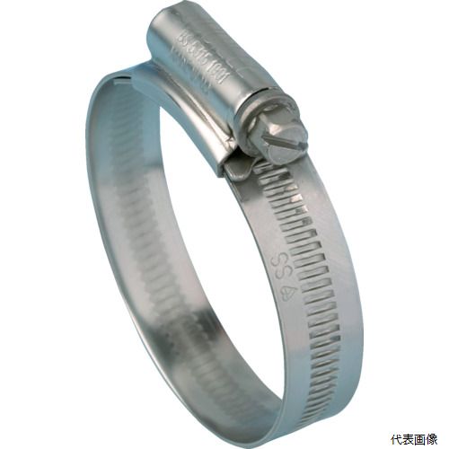 【特長】 ●オールステンレス製で幅広い分野に使用可能、防食性に優れています。 ●バンドのスリットが非貫通のため、ホースを傷つけにくいです。 ●スリット加工がバンド全体に施され、バンド締付の微調整が可能です。 ●ホースバンドの端も綺麗にバリ取りされ、ホースが傷みにくいです。 ●振動や衝撃でも緩みにくいです。 ●締め付けは六角（7.0mm）とマイナスドライバーのどちらでも可能です。 【用途】 ●水回りでのホース結束に。 ●一般産業、自動車関連、農業用。 ●空圧・水圧配管、建設設備の締結などに。 【仕様】 ●最大径(mm)：12 ●最小径(mm)：9.5 ●バンド幅(mm)：9.9 ●厚さ(mm)：0.762 ●締付トルク(N・m)：3.4-4.5 ●6角ボルト(mm)：7.0 ●締付け工具：六角（7.0mm）、マイナスドライバー ●ロイド船級協会認定品、BS：5315/DIN3017規格取得、SAEJ1508（タイプFE）、塩水噴霧試験（NSS）：1000時間 【材質／仕上】 ●ステンレス（SUS304） 【入数】 ●1箱/10個 他のサイズはこちら 在庫のない商品は検索に表示されない場合がございます　