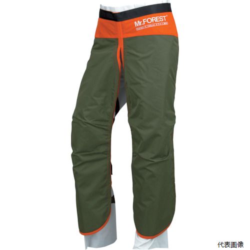 【特長】 ●膝部を包み込む「ラウンドカット」など、独自の設計で作業を快適にします。 ●安全性基準「EN381−5」のクラス1に適合した防護チャップスです。 【用途】 ●チェンソー作業時の防護衣として。 【仕様】 ●色：オリーブ ●サイズ：L ●耐切創レベル：EN-381-5クラス1 ●全長(cm)：92 ●ウエスト(cm)：84〜90 ●安全性規格EN-381-5クラス1適合 【材質／仕上】 ●表生地：ナイロン ●防護材：ポリエステル・アラミド繊維 【注意】 ●防護衣は100％の安全性を保証するものではありません。使用中に発生した事故につきましては、その特殊な性質上、あらゆる責任を負いかねます。 【入数】 ●1着 他のサイズはこちら 在庫のない商品は検索に表示されない場合がございます　