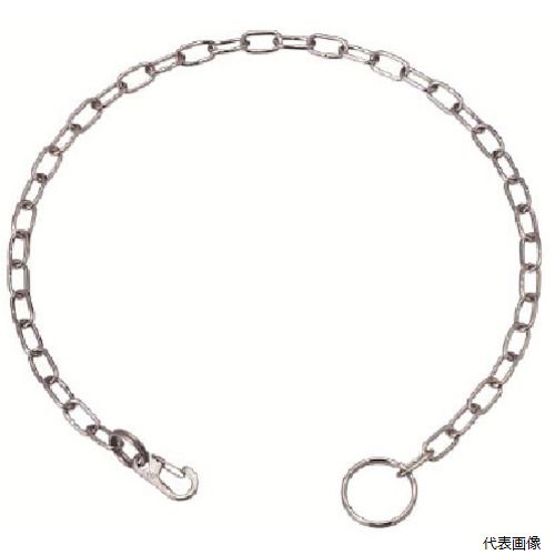 【特長】 ●チェーンの端を二重リンクに通して輪をしぼって使用できます。 【用途】 ●携帯電話・ストラップ等に ●落下防止用のチェーンとして。 【仕様】 ●使用荷重(kN)：0.01 ●色：シルバー（生地） ●A(mm)：1.2 ●B(mm)：14 ●C(mm)：3 ●D(mm)：1.2 ●E(mm)：1.8 ●F(mm)：2.5 ●L(mm)：300 【材質／仕上】 ●ステンレス(SUS304) ●仕上げ：バレル研磨仕上げ 【入数】 ●1個 他のサイズはこちら 在庫のない商品は検索に表示されない場合がございます　