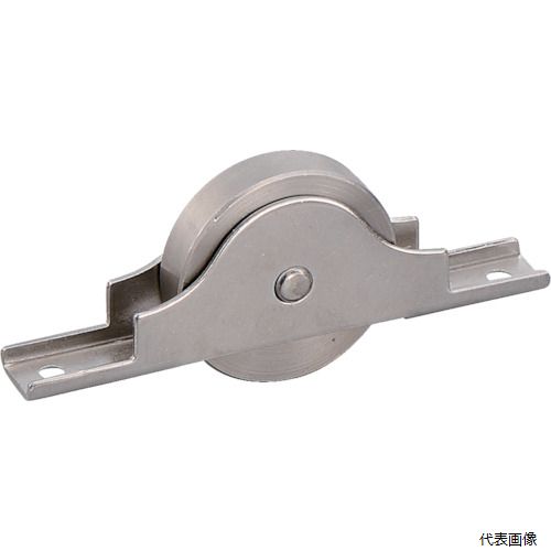 【特長】 ●オイルレスメタル使用により回転がなめらかです。 【仕様】 ●許容荷重(daN)：29.4 ●許容荷重(kgf)：30 ●車輪径(mm)：42 ●車輪幅(mm)：9.5 ●取付高H(mm)：8 ●取付座A(mm)：100 ●取付座B(mm)：14 ●取付穴径P(mm)：4.2 ●取付ピッチ(mm)：86 ●オイルレスメタル入ステンレス車 【材質／仕上】 ●枠：ステンレス（SUS304） ●車輪：ステンレス（SUS303） 【入数】 ●1個 他のサイズはこちら 在庫のない商品は検索に表示されない場合がございます　