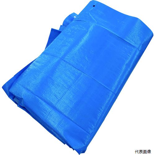 【特長】 ●ハトメ部分がメタルフリーなので、廃棄時に手間がかかりません。 【用途】 ●荷物カバー、雨、埃よけに。 ●機械のカバーに。 【仕様】 ●幅(m)：3.59 ●長さ(m)：5.4 ●厚さ(mm)：0.22 ●番手(#)：3000 ●ハトメ数(個)：20 ●ハトメピッチ(cm)：90 ●耐久期間：約1年 ●引張強度：縦729N/5cm、横740N/5cm ●タイプ：シート ●色：ブルー 【材質／仕上】 ●ポリエチレン(PE) 【注意】 ●可燃物なので下記近くでは使用しないでください。 【入数】 ●1枚 他のサイズはこちら 在庫のない商品は検索に表示されない場合がございます