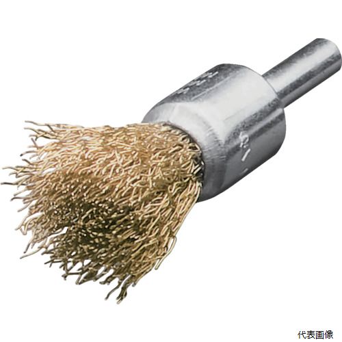 LESSMANN 452561 軸付エンド型ブラシ 真鍮波線0.3 Φ17