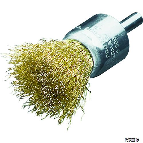 LESSMANN 452751 軸付エンド型ブラシ 高張度真鍮波線0.25 Φ17