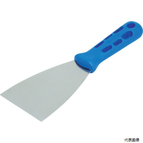 【特長】 ●ステンレス製のためサビに強く、耐酸性のヘラです。 ●人間工学に基づいた握りやすいグリップです。 【用途】 ●汚れ落としやパテ埋めなど。 【仕様】 ●全長(mm)：215 ●刃幅(mm)：80 ●刃長(mm)：110 ●刃厚(mm)：0.7 【材質／仕上】 ●刃：ステンレス ●グリップ：ポリプロピレン（PP） 【入数】 ●1本 他のサイズはこちら 在庫のない商品は検索に表示されない場合がございます　