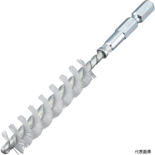 【特長】 ●線材がバラけにくい平巻線を採用しています。 【用途】 ●金属や非鉄金属・樹脂製品の表面処理やバリ取り、パイプの内面の研磨や清掃などに。 【仕様】 ●線径(mm)：φ0.3 ●全長(mm)：115 ●外径(mm)：13 ●ブラシ部長さ(mm)：60 ●軸径(mm)：6.35 ●毛材：ナイロン線 ●最高使用回転数(rpm)：3600 ●ブラシ径(mm)：φ13 ●最高回転数：3600min-1(rpm) ●材質：ナイロン線(ナイロン66)使用可能電動工具(必ず正回転で使用)：電気ドリル、インパクトドライバー、フレキシブルシャフト 【材質／仕上】 ●ナイロン線 【入数】 ●1個 他のサイズはこちら 在庫のない商品は検索に表示されない場合がございます