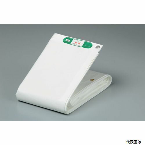 【特長】 ●塩ビ防炎シートに比べて軽量で強度が強く光透過性に優れた防炎シートです。 ●消防法適合の防炎物品です。 ●焼却時においてダイオキシンの発生がありません。 【用途】 ●建設工事、塗装工事の保護、防炎シートに。 【仕様】 ●色：ホワイト ●幅(m)：3.6 ●長さ(m)：5.4 ●厚さ(mm)：0.30 ●ハトメ数(個)：40 ●ハトメピッチ(cm)：45 ●耐久期間：約1年 ●引張強度：縦645N/3cm　横639N/3cm ●引裂強度：縦230N、横205N ●ハトメピッチ(mm)：450 ●幅(mm)：3600 ●消防法適合防炎ラベル付き ●引張強度：縦645N/3cm、横639N/3cm ●引裂強度：縦230N、205N 【材質／仕上】 ●シート：ポリエチレン(PE) ●ハトメ：アルミニウム ●周囲ロープ：ポリプロピレン(PP) 【入数】 ●1枚 他のサイズはこちら 在庫のない商品は検索に表示されない場合がございます