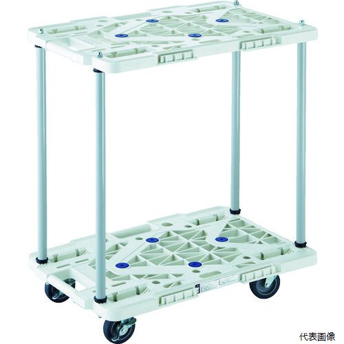 ※この商品はメーカー直送の為「代引き不可」となります ※大型商品のため発送後到着迄に時間がかかる事がございます 　到着日時はお手元の送り状に記載された番号から確認下さい ※日時・時間指定はできません。 【特長】 ●荷台は堅牢なリブ構造です。 ●薬品や溶剤にも侵されにくく耐久性に優れています。 ●台上に滑り止め用ゴムが4ヵ所ついています。 【仕様】 ●均等荷重(kg)：100 ●色：ブルー ●長さ(mm)：615 ●幅(mm)：415 ●高さ(mm)：115 ●全高(mm)：700 ●キャスター径(mm)：75 ●適合ストッパー：K-600JRS、K-600JRS-4 ●取替キャスター(自在)：TYE-75EL ●組立目安：2人30分 ●組立式 ●自在キャスター4個 ●上段均等荷重：30kg ●下段均等荷重：70kg ●2段式タイプ 【材質／仕上】 ●荷台：再生ポリプロピレン（PP）再生材100% ●キャスター金具：スチール（三価クロムメッキ） ●ホイール：ポリプロピレン(PP) ●車輪：エラストマー樹脂 【注意】 ●連結はキャスターがオール自在タイプ(ストッパー付含む)のみ可能です。 ●運搬専用です。荷物の保管目的で使用しないでください。 ●提供不可：chemSHERPA 【入数】 ●1台 他のサイズはこちら 在庫のない商品は検索に表示されない場合がございます　