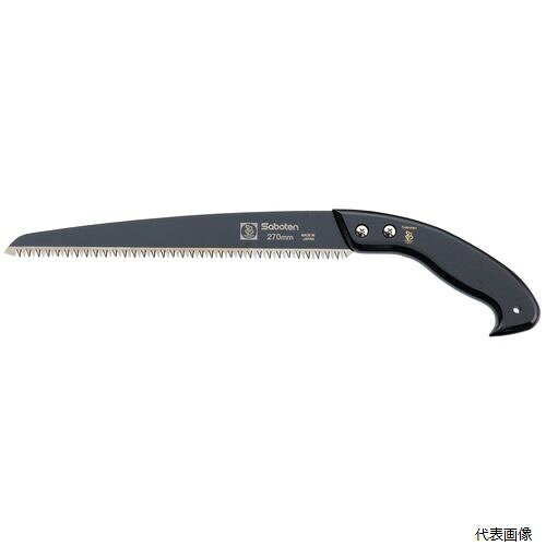 【仕様】 ●刃物鋼 ●サビやヤニが付きにくいフッ素加工済 ●ハードクロムメッキ ●あさり刃 ●鋸の刃を左右に広げる事により抵抗を少なくし、切り粉のはけを良くします。 ●衝撃焼き入れ（高周波により刃先に焼き入れを施し、高い耐久性と耐摩耗性を実現。） ●替刃式 ●鋸刃ビッチ：3.75mm 【特長】 剪定鋸(包装：ブリスター)270mm枝の剪定用に使用できる鋸です。 フッ素樹脂加工で、ヤニがつきにくく摩擦抵抗が少ない刃 手に良くなじみ作業しやすい木柄 木製ケース付 ●フッ素樹脂加工・替刃式＜剪定鋸＞Pltch：7.5mm(寸8枚目) 【カラー】 ●黒 【刃長】 ●270mm 【入数】 ●1ヶ -- 関連商品はこちら -- RB-2371　木柄フッ素鋸 No.2371用 替刃 -- 他のサイズはこちら -- 在庫のない商品は検索に表示されない場合がございます