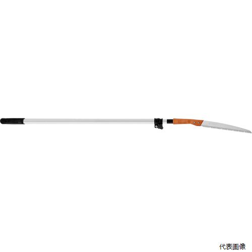 【特長】 ・高所の枝切りをする商品です。最大で1.9mまで伸ばせます。 ・重量が約580グラムと非常に軽く、長時間の作業や女性にも扱いやすいです。 ・ポールのロック機能はダブルロックを採用しており安全にお使い頂けます。 ・刃先は衝撃焼入れを施し永切れします。また刃全体に無電解ニッケルメッキを施しているので錆難いです。 【製品サイズ】 H1240mm×W85mm×D60mm 【製品重量】 570g 【材質】 刃：SK材/柄：アルミ 【入数】 1本 本体・替刃はこちら 在庫のない商品は検索に表示されない場合がございます
