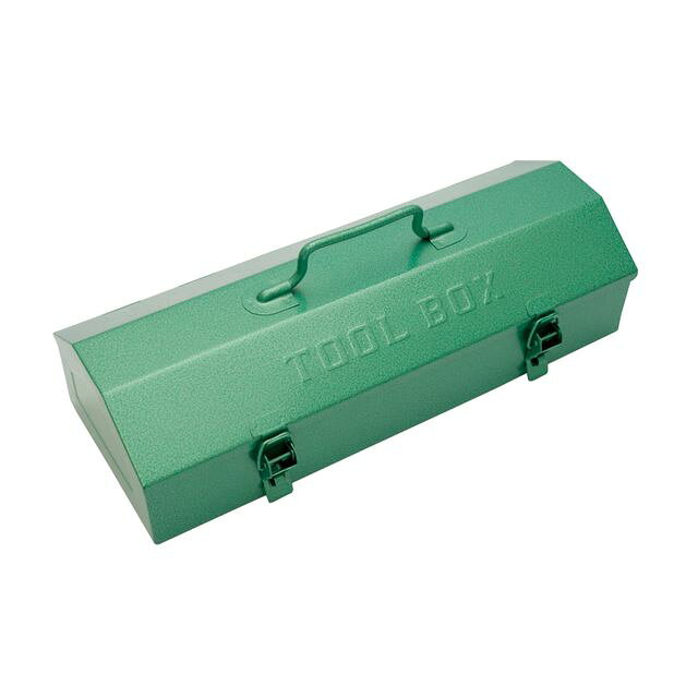 【特長】 ●山型ツールボックス（金属製）です。 ●カラー：グリーン 【品番】 ●TY-3MMG 【材質／仕上】 ●スチール 【サイズ(mm)】 ●150×400×100 【入数】 ●1台