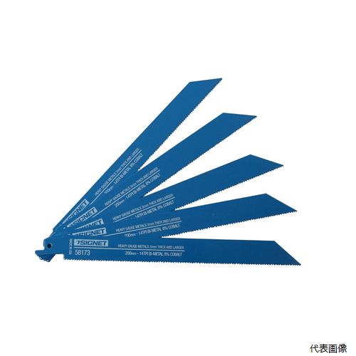 【特長】 ●鉄もステンも薄肉パイプも折れずに切断。 ●強靭なバイメタルブレードでしなやかなバネ鋼製の背部と、高硬度なコバルトハイス鋼製の刃部を電子ビーム溶接。 ●刃部はコバルトを8％含有しており耐磨耗性に優れています。 【仕様】 ●全長(mm)：200 ●幅(mm)：20 ●厚み(mm)：0.9 ●山数：14T ●入数：5枚 【用途】 ●3mm以下の鉄管・ステンレス管に。 【入数】 ●1パック 他のサイズはこちら 在庫のない商品は検索に表示されない場合がございます
