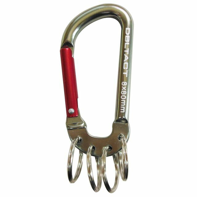 DBLTACT DTアルミカラビナ キーリング付き8mm ガンメタSXレッド DT-AKT-385 sk360415 三共コーポレーション