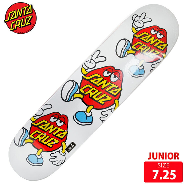 ■BRAND:SANTACRUZ/サンタクルズ■MODEL:DOT GUY■サイズ 7.25長さ 76.1cm 幅 18.5cm ノーズ 17cm テール 16.9cm ホイルベース 33cm選べるグリップテープ付き[SANTA CRUZ]サンタクルズ 1973年アメリカ北カリフォルニアサンタクルーズにて設立。 80年代、アーティストジムフィリップスを起用し、 永遠の名作"スクリーミングハンド"で爆発的な人気を誇り、 その後も数々の名作アートデッキを世に送り出した。 アートだけではなくテクノロジーにもこだわりをみせ90年代には、 デッキボトム側に樹脂を貼り付けスライドをよりしやすくさせた「EVERSLICK」、 2000年代前半にはトップシート側にグラスファイバーを貼り付け耐久性を高め、軽量化させた 「POWERLYTE」など、革新的なデッキを今なお作り出している。