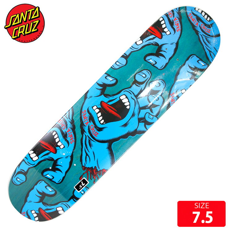 ■BRAND:SANTACRUZ/サンタクルズ■MODEL:CROWDED HAND■サイズ 7.5長さ 77.7cm 幅 19cm ノーズ 17.3cm テール 16.9cm ホイルベース 34.3cm選べるグリップテープ付き[SANTA CRUZ]サンタクルズ 1973年アメリカ北カリフォルニアサンタクルーズにて設立。 80年代、アーティストジムフィリップスを起用し、 永遠の名作"スクリーミングハンド"で爆発的な人気を誇り、 その後も数々の名作アートデッキを世に送り出した。 アートだけではなくテクノロジーにもこだわりをみせ90年代には、 デッキボトム側に樹脂を貼り付けスライドをよりしやすくさせた「EVERSLICK」、 2000年代前半にはトップシート側にグラスファイバーを貼り付け耐久性を高め、軽量化させた 「POWERLYTE」など、革新的なデッキを今なお作り出している。
