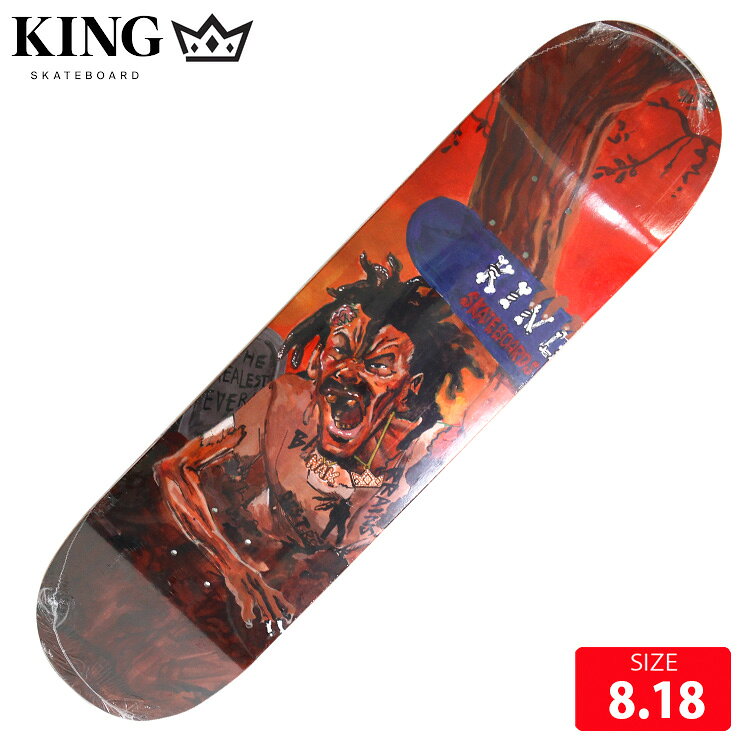 BRAND :KING/キングスケートボードニューヨーク出身の超一流スケーターTYSHAWN JONES（タイショーン・ジョーンズ）がNA-KEL SMITH と DAVONTE JOLLY の協力の元立ち上げたデッキブランドMODEL:NA-KEL SMITH BACK FROM THE DEAD BOARD■SIZE :8.18長さ 80.5cm 幅 20.5cm ノーズ 18.5cm テール 17.5cm ホイルベース 35.5cm選べるグリップテープ付き(JESSUP,MOB,PITBULLより選んでいただけます）KING SKATEBOARDS/キングスケートボードTYSHAWN JONES（タイショーン・ジョーンズ）が NA-KEL SMITH と DAVONTE JOLLY の協力の元立ち上げたデッキブランドTYSHAWNは幼少期からその頭角を現し、SUPREME や FUCKING AWESOME といった一流ブランドからサポートを受け、SOTY（THRASHER SKATER OF THE YEAR）を2度も受賞した、ニューヨーク出身の超一流スケーター