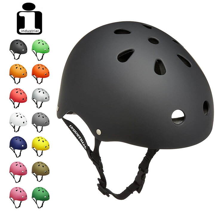 スケボー ヘルメット INDUSTRIAL インダストリアル ヘルメット FLAT BLK スケボー スケートボード インライン用 プロテクター【クエストン】