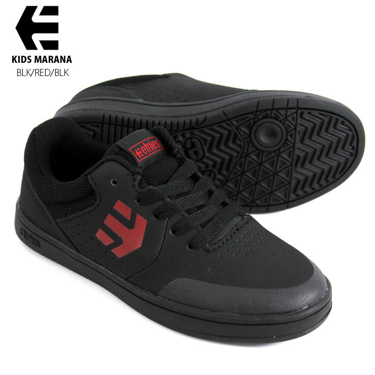 楽天QUESTONS -クエストン-ETNIES エトニーズ キッズ マラナ KIDS MARANA BLK/RED/BLK 19-22cm ジュニア スケボー スニーカー 22FW