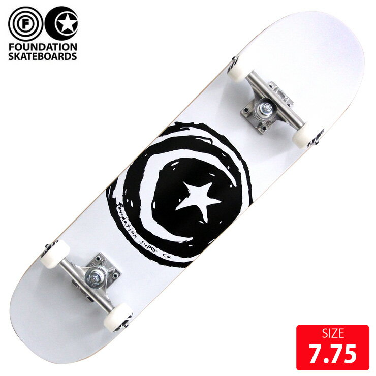 FOUNDATION コンプリート ファンデーション STAR&MOON WHITE DECK 7.75インチ 完成品 スケボー スケートボード【クエストン】