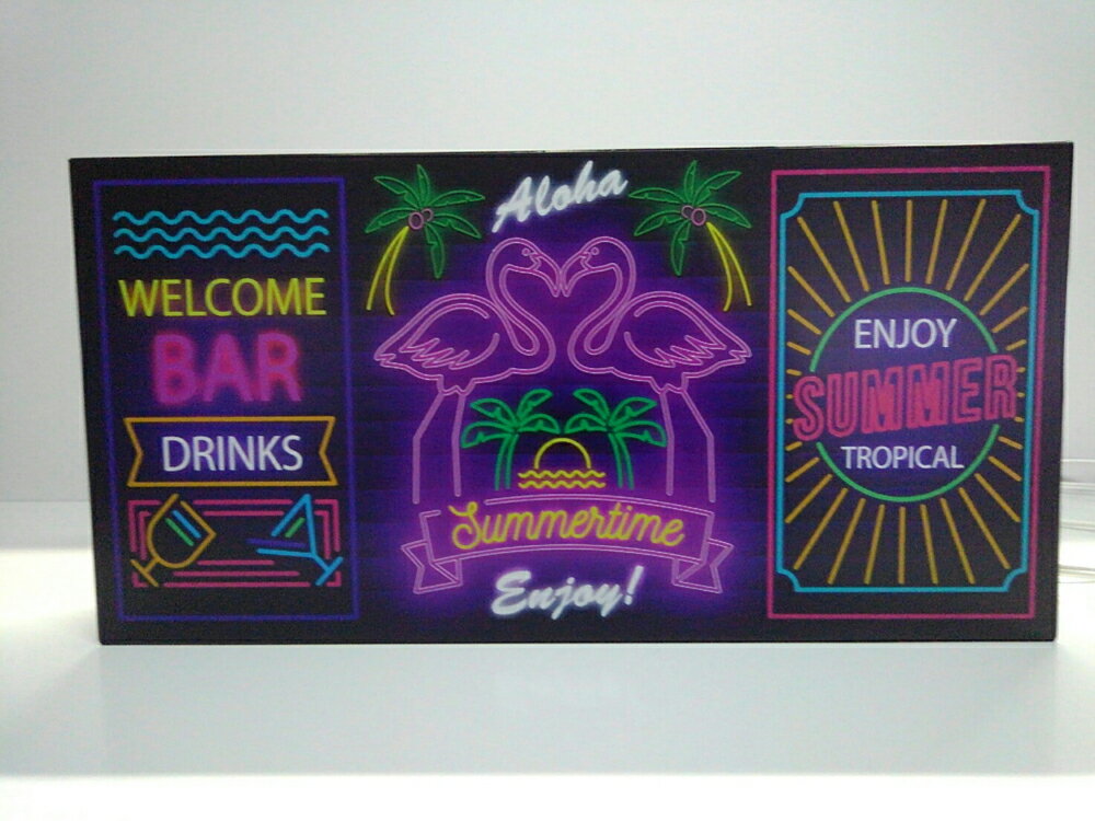 【LEDデザインライト】ハワイ ハワイアン WELCOME バー ドリンク アロハ ヤシの木 サマー 夏 南国 ネオン風 看板 インテリア 雑貨 ア置物◆Lサイズ-3◆