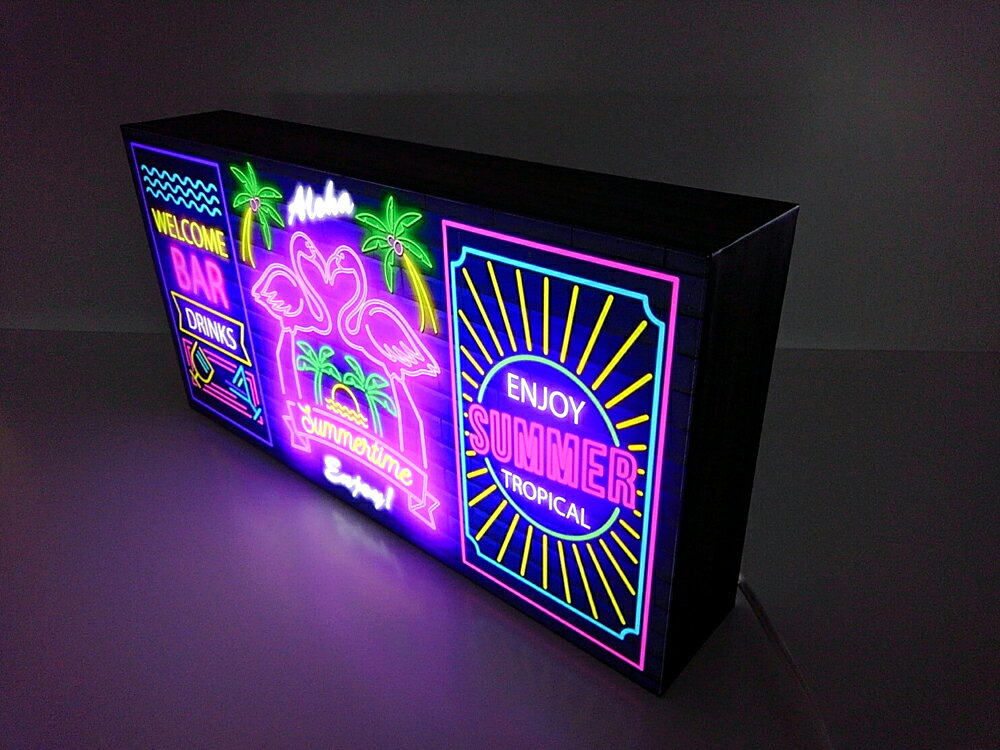 【LEDデザインライト】ハワイ ハワイアン WELCOME バー ドリンク アロハ ヤシの木 サマー 夏 南国 ネオン風 看板 インテリア 雑貨 ア置物◆Lサイズ-3◆ [2]