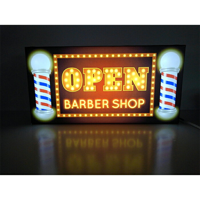 Rakuten - 【LED2wayデザインライト】バーバー BARBER 理容室 床屋 散髪屋 サロン OPEN ネオン風 看板 インテリア 雑貨 置物◆Sサイズ-2◆