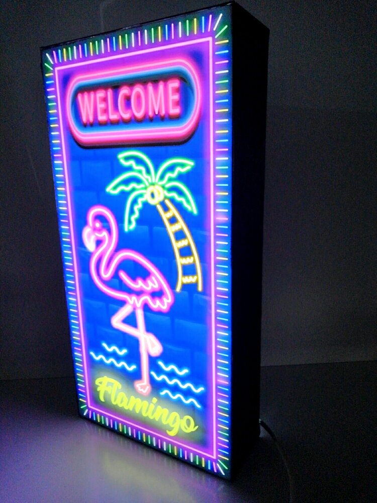 【LED2wayデザインライト】ハワイ ハワイアン WELCOME FLAMINGO フラミンゴ バー アロハ ヤシの木 サマー 夏 南国 ネオン風 看板 インテリア 雑貨 置物◆Sサイズ-4◆の商品画像 3