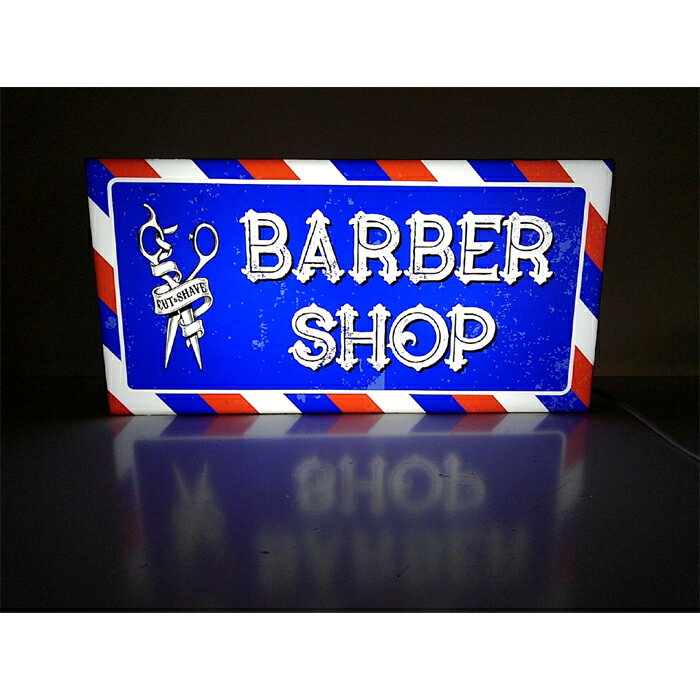 【LED2wayデザインライト】バーバー BARBER 理容室 床屋 散髪屋 サロン WELCOME OPEN 看板 インテリア 雑貨 置物◆Sサイズ-8◆