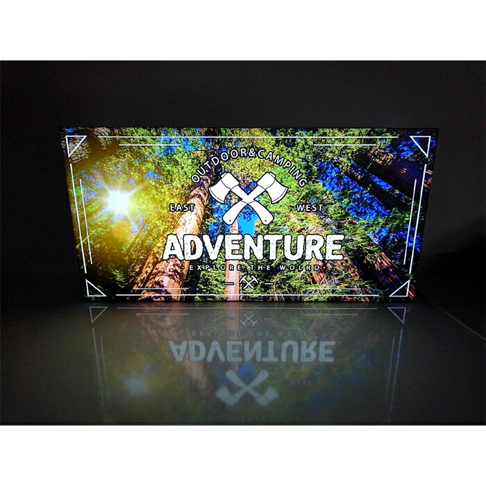 Rakuten - 【LEDデザインライト】ADVENTURE アドベンチャー OUTDOOR CAMPING アウトドア キャンプ 趣味 WELCOME OPEN 看板 インテリア 雑貨 置物◆Lサイズ-1◆