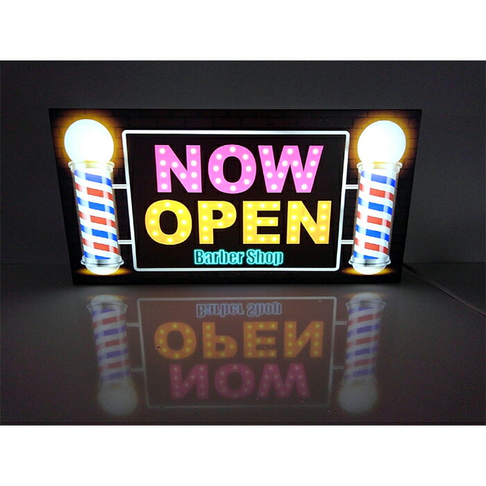 Rakuten - 【LEDデザインライト】バーバー BARBER 理容室 床屋 散髪屋 サロン NOW OPEN WELCOME ネオン風 看板 インテリア 雑貨 置物◆Lサイズ-8◆
