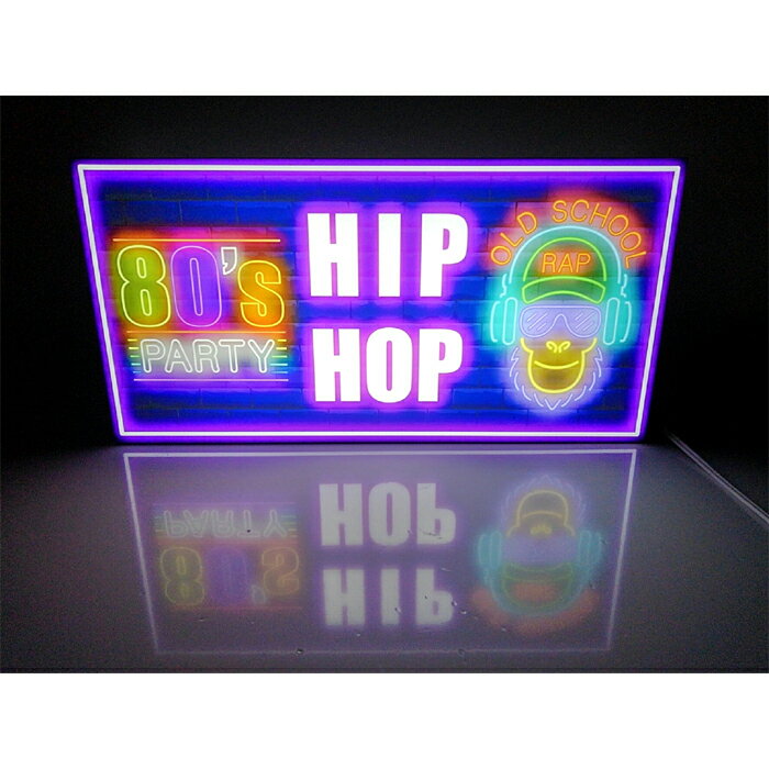 【LEDデザインライト】HIP HOP ヒップホップ RAP ラップ PARTY パーティー OLD SCHOOL ライブ ライブバー バー 飲食店 レトロ ネオン ネオン風 看板 インテリア 雑貨 置物◆Lサイズ-1◆