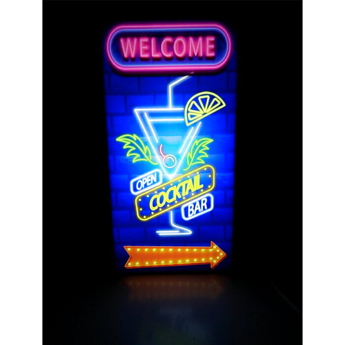 【LED2wayデザインライト】カクテル カクテルバー バー ライブバー 飲食店 カクテルグラス アメリカン雑貨 WELCOME OPEN ネオン風 看板 インテリア 雑貨 置物◆Sサイズ-1◆