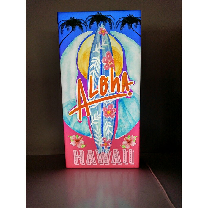 【LEDデザインライト】HAWAII HAWAII ISLANDS ハワイ ハワイ島 ハワイアン ティキ BEACH 海 バー アロハ ヤシの木 サマー 夏 南国 WELCOME 看板 インテリア 雑貨 置物◆Lサイズ-9◆