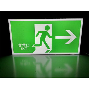 【Mサイズ/消防規格品ではございません/補助として/インテリア雑貨】非常口 出口 災害 避難誘導 避難経路 右矢印 おもしろグッズ インテリア プレゼント 店舗 自宅 パーティー イベント テーブル カウンター サイン ランプ 照明 看板 置物 雑貨 ライトBOX 電飾看板 電光看板