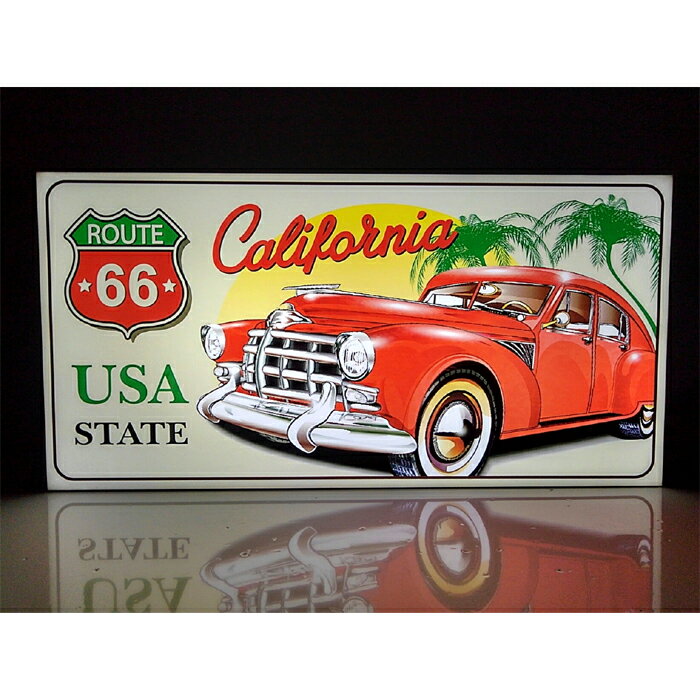 【LED2wayデザインライト】ROUTE66 ルート66 アメリカ アメリカ国旗 カルフォルニア HISTORIC アメ車 車 バイク車屋 バイク屋 ハイウェイ アメリカン雑貨 OPEN WELCOME 看板 インテリア 雑貨 置物◆Sサイズ-14◆