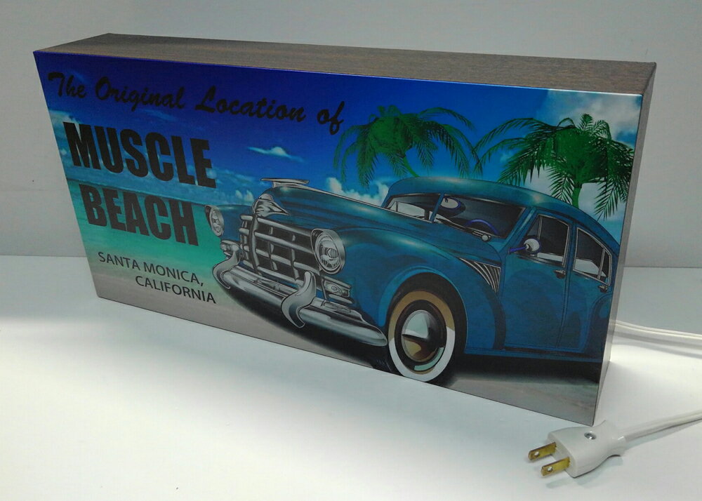 ランキング１位受賞 Ledデザインライト Santa Monica California サンタモニカ カルフォルニア ビーチ 海 ヤシの木 アメ車 ハイウェイ アメリカン雑貨 Open Welcome 看板 インテリア 雑貨 置物 Lサイズ 16 セール開催中 Robisz To