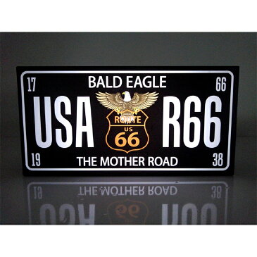 【LEDデザインライト電池式】ROUTE66 ルート66 BALD EAGLE アメリカ カルフォルニア アメ車 車 バイク ハイウェイ アメリカン雑貨 OPEN WELCOME 看板 インテリア 雑貨 置物