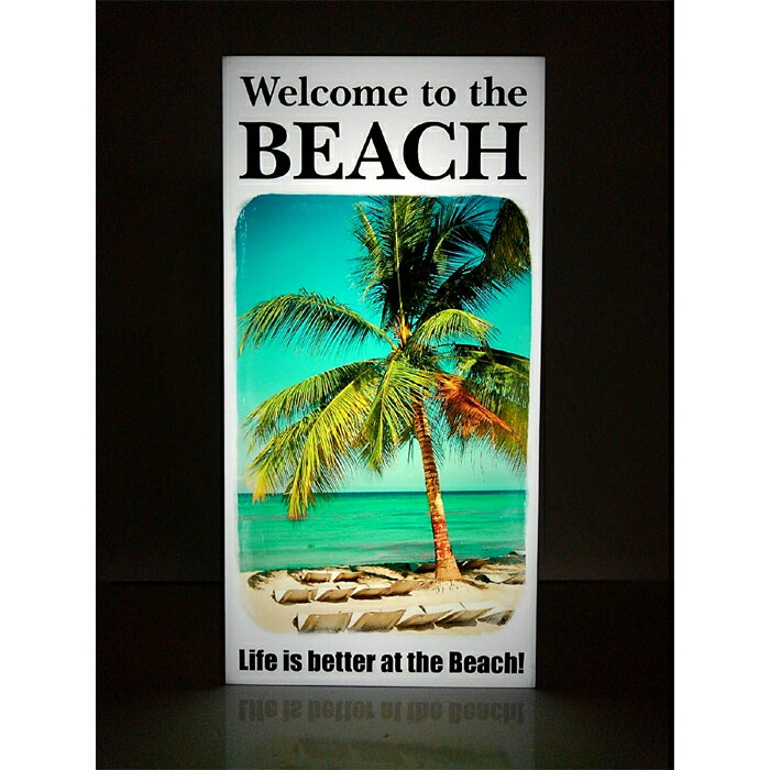 Rakuten - 【LED2wayデザインライト】WELCOME TO THE BEACH ビーチ 海 海水浴場 砂浜 サーフィン 夏 サマー WELCOME OPEN 看板 インテリア 雑貨 置物◆Sサイズ◆