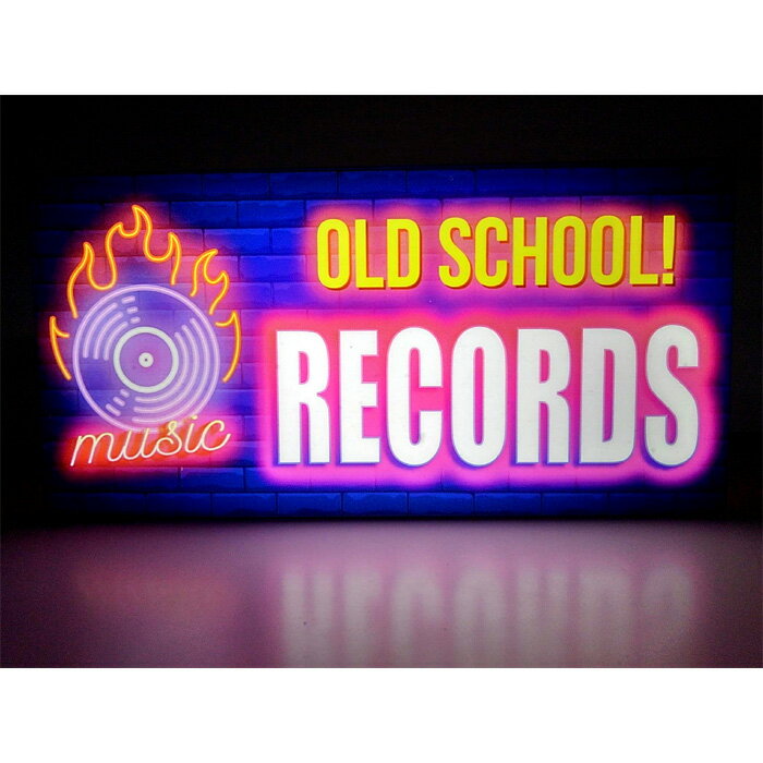 【LEDデザインライト】RECORDS レコード MUSIC ミュージック 音楽 ネオン風 看板 インテリア 雑貨 置物◆Mサイズ◆