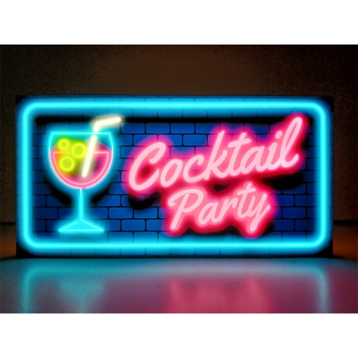 【LED2wayデザインライト】COCKTAIL PARTY カクテル カクテルバー バー ライブバー 飲食店 カクテルグラス アメリカン雑貨 WELCOME OPEN ネオン風 看板 インテリア 雑貨 置物◆Sサイズ◆