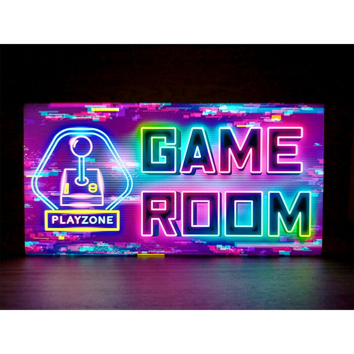 ゲーム ゲーム場 ゲーム店 ゲームセンター GAME ROOM ゲーマー テーブルゲーム ネオン風 レトロ 看板 インテリア 雑貨 置物◆Lサイズ◆